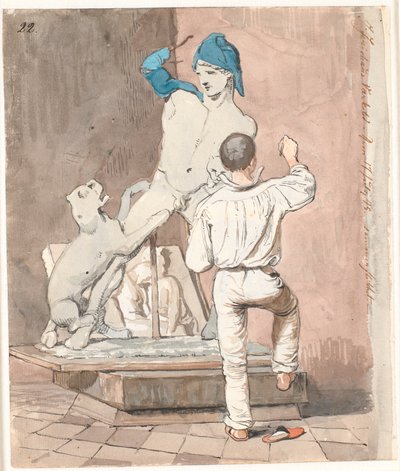 Der Bildhauer J.A. Jerichau in seinem Atelier in Rom von Johan Thomas Lundbye