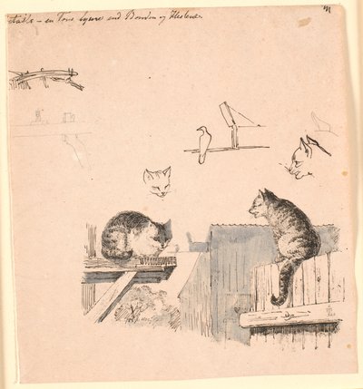 Die zwei Katzen. Illustration zu Kaalunds "Fabler for Børn" von Johan Thomas Lundbye