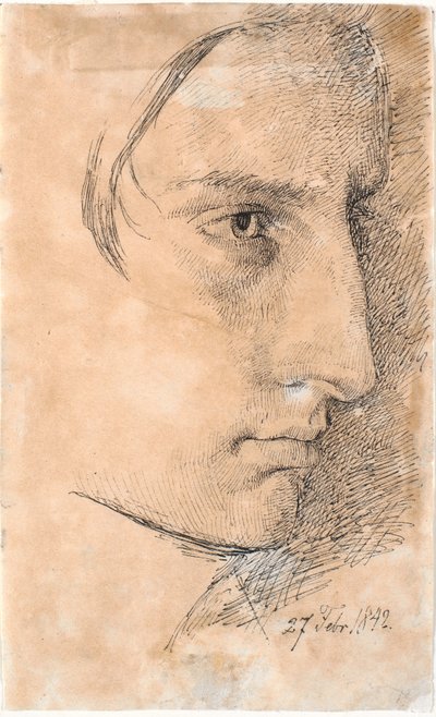 Kopf eines ernsten, jungen Mannes, 3/4 Profil nach rechts von Johan Thomas Lundbye