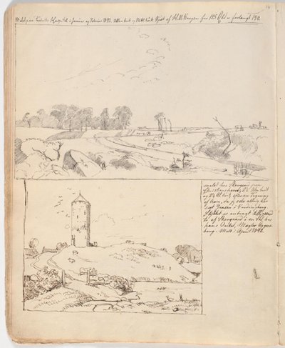 Seeländische Landschaft, gezeichnet auf Seite 16 f.o. von Johan Thomas Lundbye
