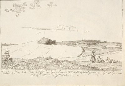 Seeländische Landschaft. Im Hintergrund Vejrhøj, eingeklebt f.n. Seite 6 von Johan Thomas Lundbye