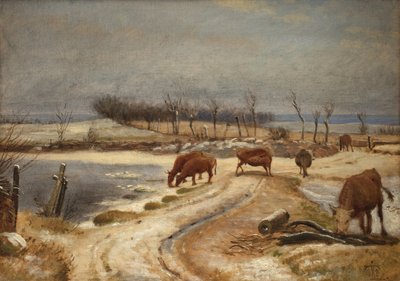 Viehtränke an einem Wintertag von Johan Thomas Lundbye