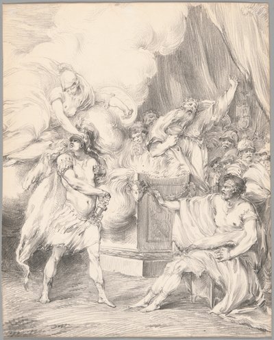 Achilles von Athena im Zelt des Agamemnon zurückgehalten, aus Ilias, Buch I von Johan Tobias Sergel