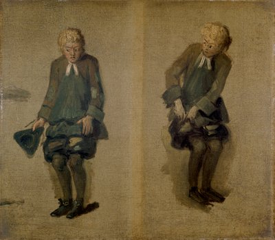 Zwei Skizzen von David Garrick als Abel Drugger in 