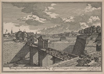 Ansicht von Westen auf das Wöhrder Türlein in Nürnberg von Johann Adam Delsenbach
