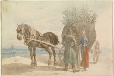 Österreichische Bauern mit Pferd und Wagen, mit Wien in der Ferne von Johann Adam Klein