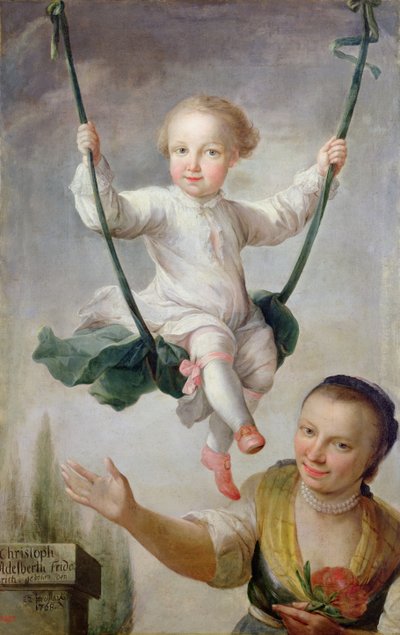 Christoph Adalbert Friedrich von Stein auf einer Schaukel, 1768 von Johann Andreas Herrlein