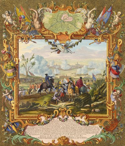 Eroberung der Festung Audenarde durch die alliierten Truppen im Jahr 1708, frühes 18. Jahrhundert von Johann August Corvinus