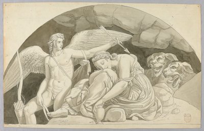 Amor weckt Psyche auf, die vom Inhalt der von Proserpina gefüllten Vase überwältigt ist von Johann August Nahl the Younger