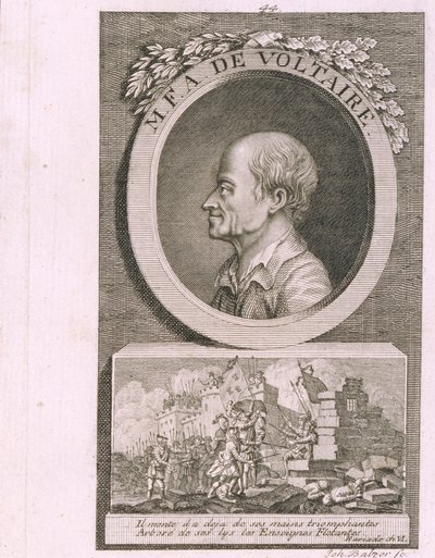 Porträt des Schriftstellers, Essayisten und Philosophen Francois Marie Arouet de Voltaire 1694-1778 von Johann Balzer
