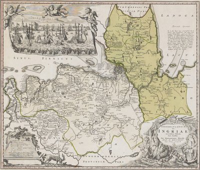 Karte von Ingermanland mit Ansicht von Sankt Petersburg von Johann Baptista Homann