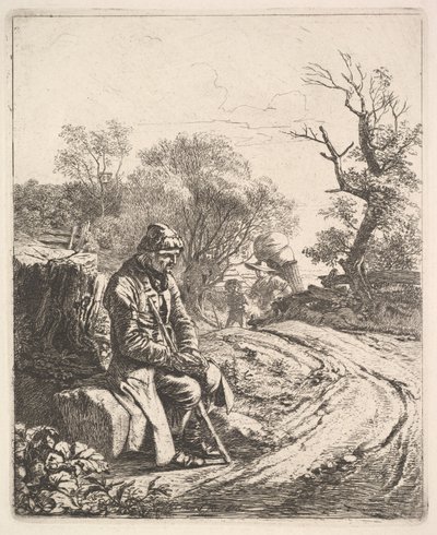 Ein alter Mann sitzt am Straßenrand, 1818 von Johann Christian Erhard