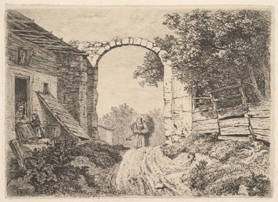 Mädchen mit einer Ladung Heu, außerhalb von Thorbogen von Johann Christian Erhard