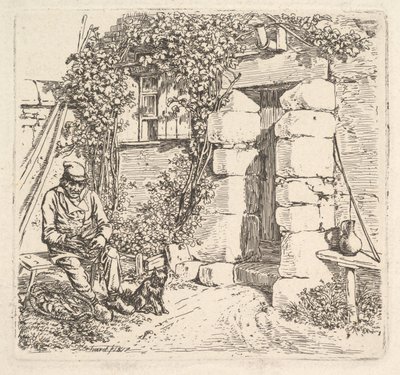 Der alte Mann und sein Pomeranian Hund, 1817 von Johann Christian Erhard