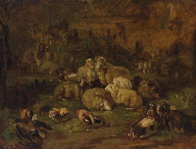 Schafe, Ziegen und Hühner von Johann Christian Reinhardt