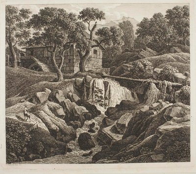 Landschaft mit Mühlrad von Johann Christian Reinhart