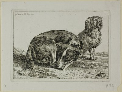 Zwei ruhende Hunde, aus Die Zweite Thierfolge von Johann Christian Reinhart