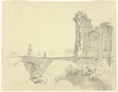 Brücke und Ruinenturm von Johann Christoph Erhard