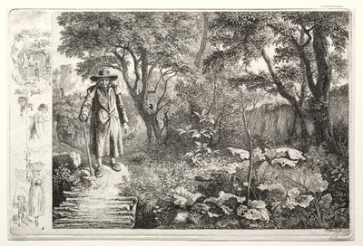 Alter Mann vor der Holzbrücke von Johann Christoph Erhard