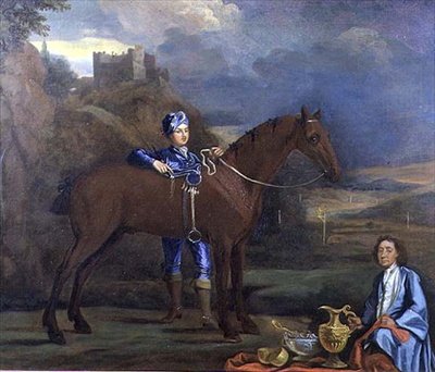 Porträt eines Rennpferdes und Jockeys, ca. 1690 von Johann Closterman