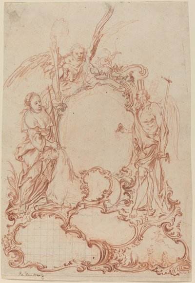 Rokoko-Kartusche mit allegorischen Figuren von Johann Daniel Herz the Elder