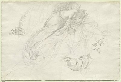 Zwei trauernde Engel (verso) von Johann Evangelist Scheffer von Leonhardshoff