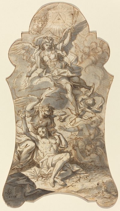 Die heiligen Engel schützen einen Einsiedler vor dem Bösen von Johann Georg Bergmuller