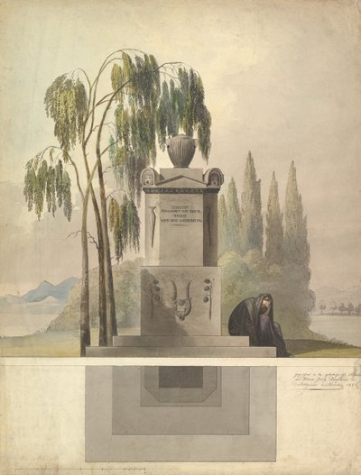 Entwurf für ein Grabmal, Rothgeisser in Nürnberg, Aufriss und Grundriss, 1826 von Johann Georg Dürschner