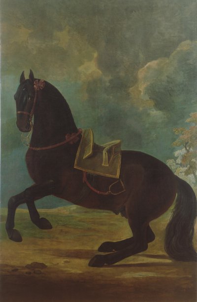 Der Bay-Hengst mit spanischem Sattel von Johann Georg Hamilton