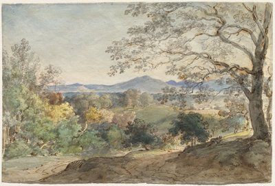 Ein Blick über das Inntal zu den Alpen und Neubeuern, ca. 1790 von Johann Georg von Dillis