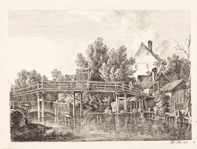 Der kleine Isarsteg von Johann Georg von Dillis