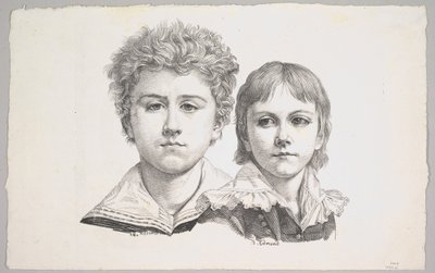 Porträt der Rabe-Kinder: Hermann, 14 Jahre alt und Edmond, 7 Jahre alt, verso: Proof vor Korrektur, 1822 von Johann Gottfried Schadow