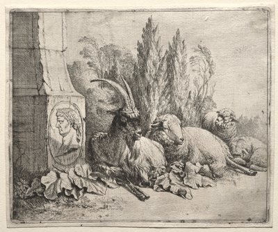 Büste am Fuße einer Pyramide von Johann Heinrich Roos