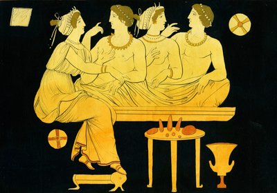 Zwei junge Männer werden von Hetairai während eines Symposiums unterhalten, ca. 1796 von Johann Heinrich Wilhelm Tischbein