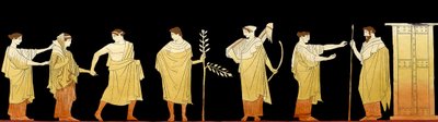 Junge Braut wird in einer Hochzeitsprozession unter den wachsamen Augen von Artemis und Apollo zum Haus ihres neuen Ehemanns geführt von Johann Heinrich Wilhelm Tischbein