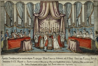 Marie-Louise heiratete Napoleon durch Stellvertreter in Wien, mit Erzherzog Karl als Stellvertreter für Napoleon, 18 von Johann Hieronymus Loeschenkohl