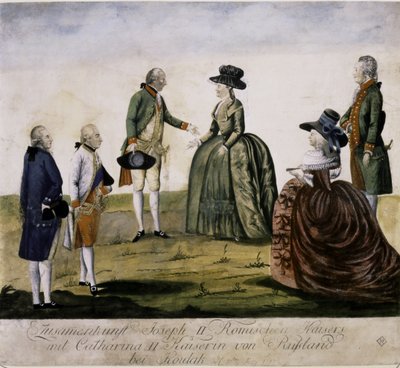Treffen von Katharina II. und Joseph II. am Dnjepr von Johann Hieronymus Loeschenkohl