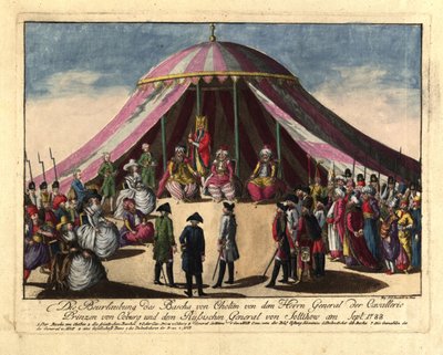 Die Absetzung des Paschas von Khotyn durch Prinz Josias von Sachsen-Coburg und General..., Sept 1788 von Johann Hieronymus Loeschenkohl