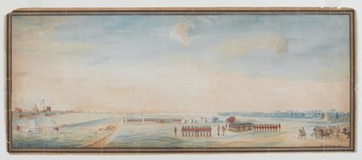 Britische Infanterie, einheimische Infanterie und einheimische Kavallerie beim Üben vor Fort St. George, Madras von Johann Jacob Ludewig Rothmeyer
