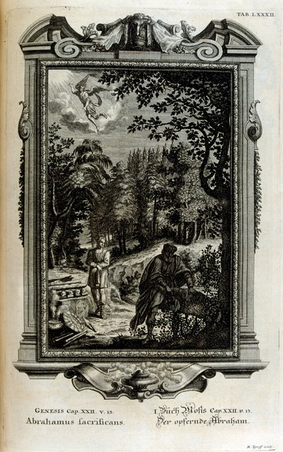Abraham bereitet sich darauf vor, Isaak zu opfern von Johann Jakob Scheuchzer