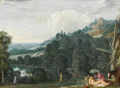 Eine weite Landschaft mit dem barmherzigen Samariter von Johann König