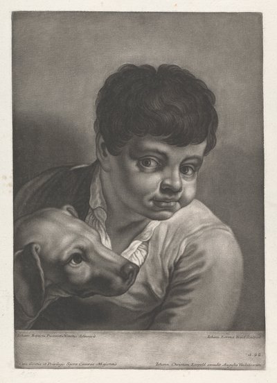 Porträt von Junge und Hund von Johann Lorenz Haid