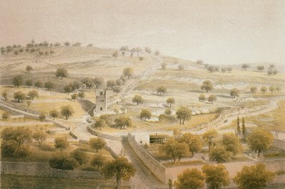 Gethsemane, Ölberg. Radierung von Bernatz et alii - Steinkopk J.F. Editore von Johann Martin Bernatz