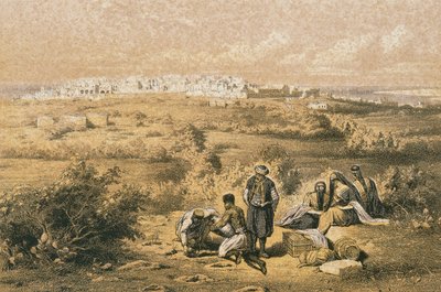 Ansicht von Haifa. Radierung von Bernatz et alii - Steinkopk J.F. Editore von Johann Martin Bernatz