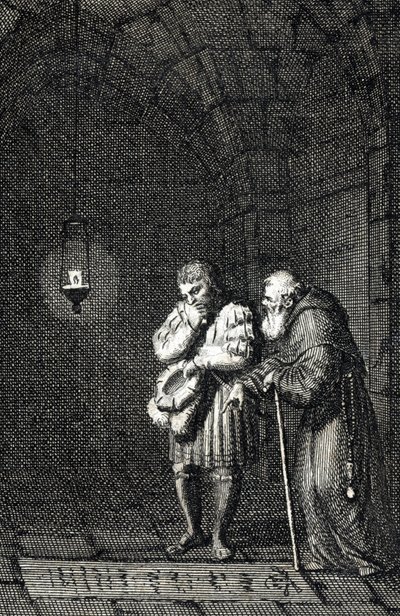 Kaiser Karl IV. am Grab von Widukind von Sachsen in Enger, Deutschland 1377 (Gravur von Johann Michael Mettenleiter) von Johann Michael Mettenleiter
