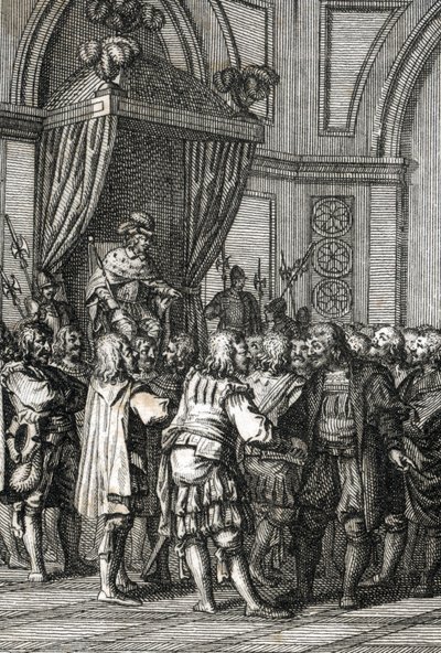Darstellung von Wilhelm I. (oder Wilhelm II., Graf von Holland) (1227-1256) im Jahr 1255, Gravur von Johann Michael Mettenleiter (1765-1853), 1800, Privatsammlung von Johann Michael Mettenleiter