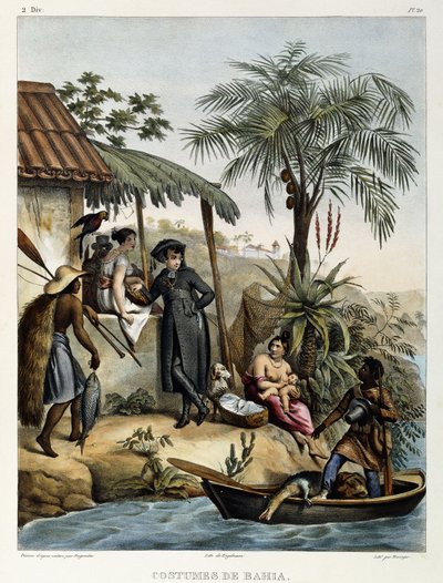 Kostüme von Bahia, aus "Picturesque Voyage to Brazil", 1835 von Johann Moritz Rugendas