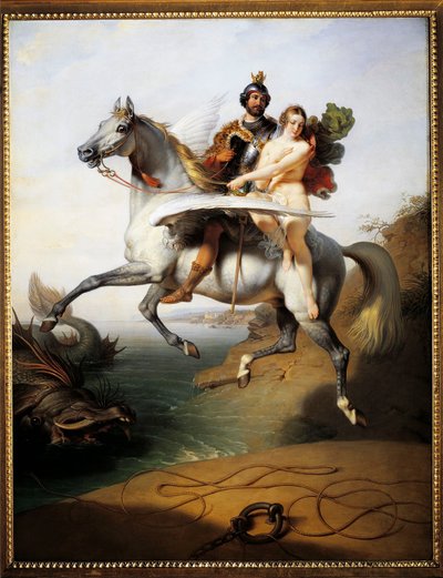 Ruggero und Angelica reiten auf dem Hippogreif (aus Orlando furioso) von Johann Peter Krafft