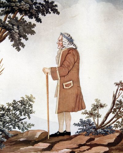Porträt von Voltaire, französischer Schriftsteller (1694-1778) - in „Gouache und Seide“ zugeschrieben Johann Huber aus Genf von Johann Rudolph the Elder (attr.to) Huber