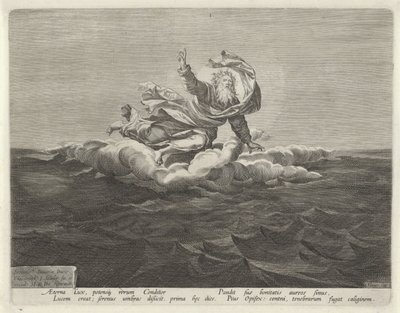 Schöpfung von Licht und Dunkelheit, Schöpfung der Welt (Serientitel) von Johann Sadeler (I)